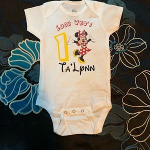 1st birthday personalized Minnie onesie
